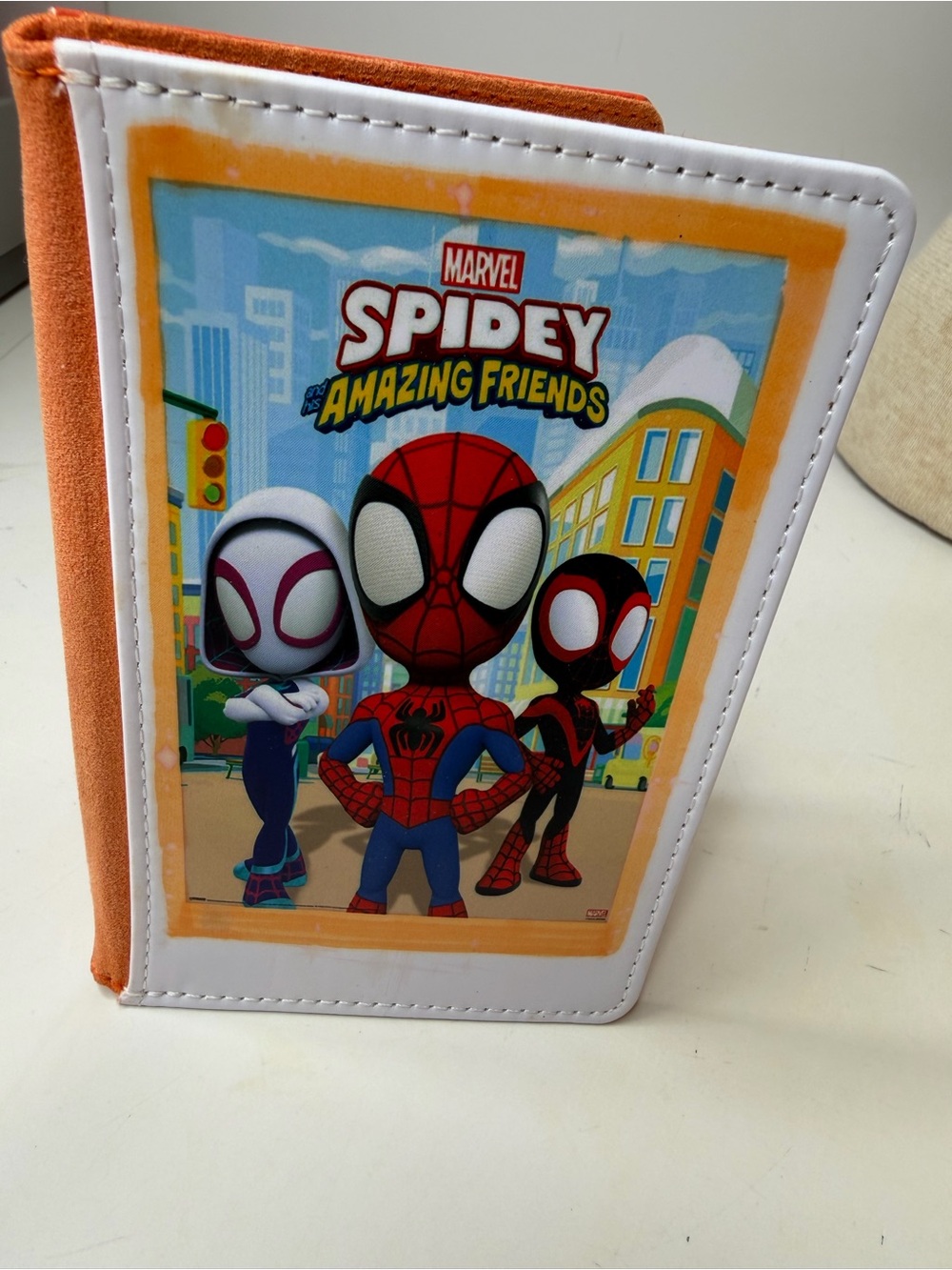 Marvel Spidey Amazing Friends Kids Orange, White & Blue Passport Cover